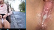 PublicAgent creampie for cute blonde teen who fools around in public for money flashing her boobs and shaved pussy outside
