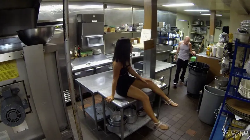 Kitchen Heat: A Steamy Encounter with a Brunette