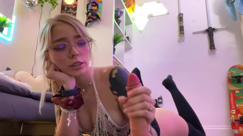 Tattooed Teen Temptress: Petite Blonde Rides Her Dildo for Your Viewing Pleasure