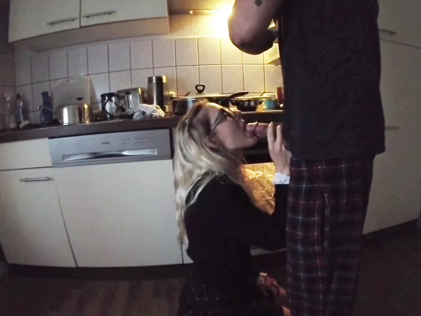 Blonde Teen in a Uniform: Cooking Up More Than Just Dinner