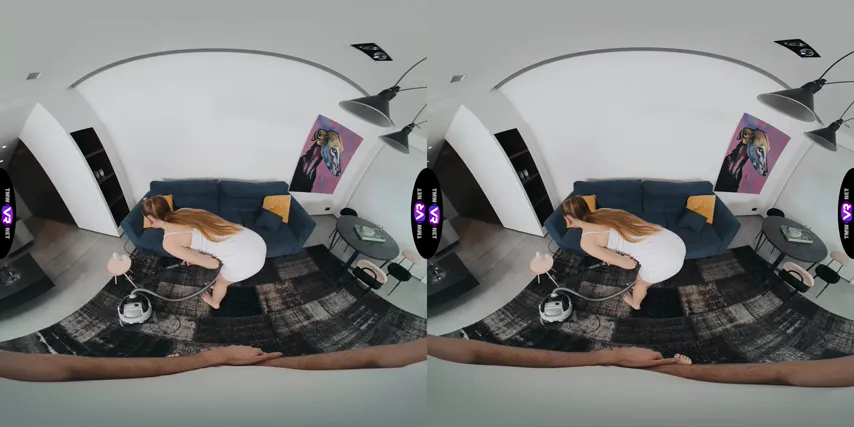 Caught in the Act: Shy Girl Takes on Chores in VR