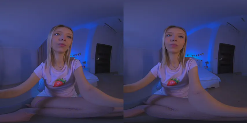 Virtual Temptations: Blond Teen Strips Down in Sensational VR Session